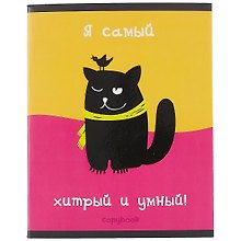 Тетрадь общая «Черный котик», 48 листов в клетку, A5, в ассортименте - Listoff