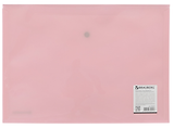 Папка-конверт А4 на кнопке "Pastel" до 100л, непрозрачная, цвет персиковый, 0,18мм, BRAUBERG