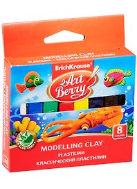 Пластилин 08цв 120 гр., стек, с Алоэ Вера, к/к, Art Berry