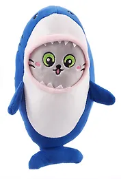 Мягкая игрушка Котик-акула, 30см синий