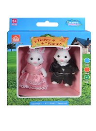 Игровой набор Фигурки животных Семья зайчиков (012-05C) (2шт) (Happy Family) (3+) (коробка)