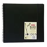 Блокнот для эскизов, 30,5х30,5 см, 40 листов, черная бумага, на спирали, 200 гр