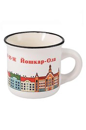 Кружка фарфор маленькая матовая Домики (Белый) (Йошкар-Ола) (75 мл) (065-9-M-118H-W)