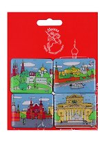 Набор магнитов 4шт. Москва (Пастель) (Город Победителей) (НЗМКвадро-06)