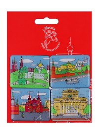 Набор магнитов 4шт. Москва (Пастель) (Город Победителей) (НЗМКвадро-06)