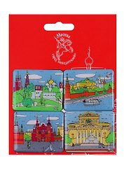 Набор магнитов 4шт. Москва (Пастель) (Город Победителей) (НЗМКвадро-06)