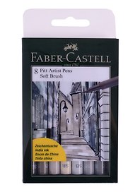 Ручки капиллярные"Pitt Artist Pen Soft Brush" 8цв., 8шт., пласт.уп., европодвес, Faber-Castell