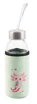 Бутылка в чехле велюр Аксолотль с bubble tea (стекло) (300мл) (12-07599-ACL2)