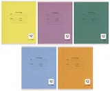 Тетрадь 12 листов, косая линейка, "Однотонная серия", в ассортименте