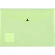 Папка-конверт А4 на кнопке "Glossy Neon" полупрозр.пластик, зеленый, Erich Krause