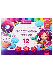 Пластилин 12цв 240гр "Для девочек" к/к., стек, Глобус