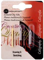 Перья 03шт "Drawing", бронзовые, для графики, блистер, Manuscript 