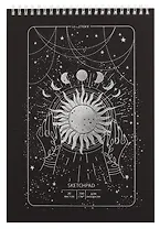 Скетчбук А4 20л "Таро" акварел. бумага, 200г/м2, черный тонир.картон, тиснение фольг. серебро, евроспираль