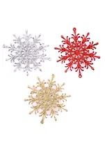 Набор ёлочных подвесок Нежные снежинки (3 шт) (пластик) (9 см)