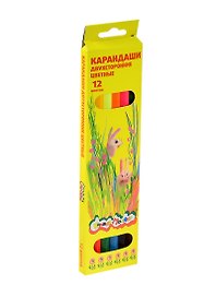 Карандаши цветные двусторонние, Каляка-Маляка, 12 цветов, 6 штук