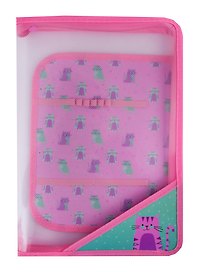 Папка для труда «Pink Cat» А4, пластик, на молнии с трёх сторон, Феникс+