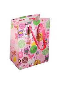 Пакет подарочный бумажный А5 18*23*10 "Совы. Owls", розовый, мат. ламинат, Хансибэг