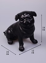 Фигурка полирезина Мопс черный сидящий (19x12x19) (44421)