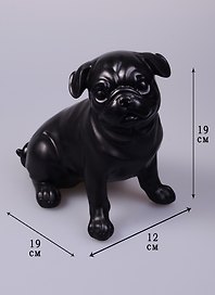 Фигурка полирезина Мопс черный сидящий (19x12x19) (44421)