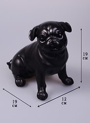 Фигурка полирезина Мопс черный сидящий (19x12x19) (44421)