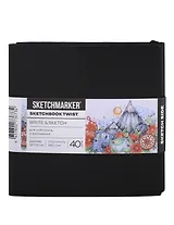 Скетчбук 12*12 40 л "Sketchmarker" Sketch&Write черный, 140г/м2, белая бумага + 60 л , 70г/м2, бумага в точку,  мягк. обл.