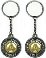 Сувенир, АКМ, Брелок-канат,"Исаакиевский собор.", цвет черный жемчуг, металлическая вставка