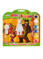 Набор-Раскраска Multiart "Маша и Медведь"  (2 фигурки, кисточка, краски) BWC1104B