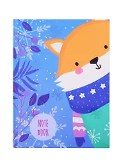 Записная книжка А6 64л кл. "Зимний лис" 7БЦ, мат.ламинация, выб.лак., блестки «Золото»