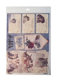 Рисовая бумага для декупажа Craft Premier, 28,2х38,4см. Открытки с котиками