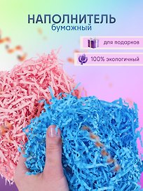 Набор Наполнитель для подарков в пакете с хедером 20 гр. (S-3 розовый (орр)+S-15 голубой (орр))
