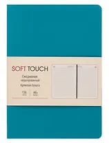 Ежедневник недат. А6+ 136л "SOFT TOUCH" бирюзовый, интегр.переплет, иск.кожа, тонир.блок, скругл.углы, запечат.торец, ляссе, инд.уп