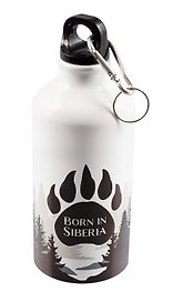 Бутылка с карабином Лапа медведя Born in Siberia (металл) (500мл)