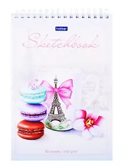 Скетчбук А5 80л "Сладкий Париж" 100г/м2, тв. обложка, спираль