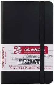 Скетчбук А6 80л тчк. "Art Creation" 80г/м2, черн.тв.обл., резинка