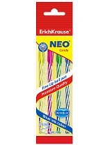 Ручки шариковые Erich Krause, Neo Candy, синие 4 штуки