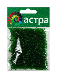 Набор д/творчества АСТРА Бисер 11/0 20гр 7B зеленый/прозрачный