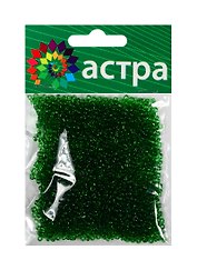 Набор д/творчества АСТРА Бисер 11/0 20гр 7B зеленый/прозрачный