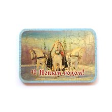 Магнит в ретро стиле "С Новым годом!". Декупаж, кракелюр. Размер 7*10 см. (2014-50)