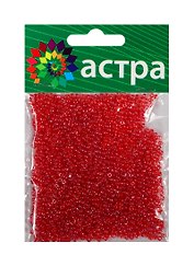 Набор д/творчества АСТРА Бисер 11/0 20гр 105 красный/прозр.глянцевый