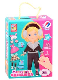 Магнитная игра-одевашка «Family look» 1 кукла, 50 магнитных элементов одежды, Vladi Toys