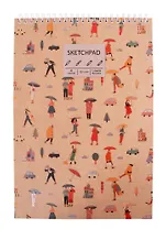Скетчбук А4 40л "Umbrella", 120г/м2, обложка крафт картон, евроспираль