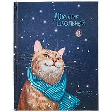 Дневник школьный «Зимний кот», для средних и старших классов, Феникс+