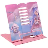 Подставка для книг/учебников "АЛИСА" розовая, металл., фигурная вырубка