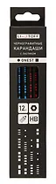 Карандаши чернографитные с ластиком 12 штук, "Onest" НВ, шестигранные, заточенные, Listoff
