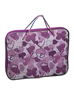 Папка на молнии 240*320мм "Сердечки розовые на черном" ткань, шнур. ручки, Канцбург