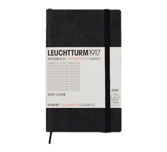 Записная книжка A6, 61 лист в клетку "Classic", мягкая обложка, черный, Leuchtturm1917