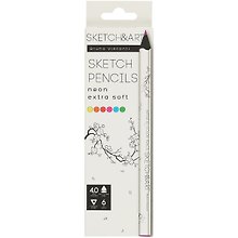 Карандаши цветные 6цв "SKETCH&ART"  Неон, утолщенные, грифель 4мм, к/к, Bruno Visconti