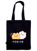 Сумка-шоппер Kawaii Котики, черная (текстиль) (40х32)