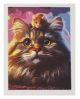 Холст с красками по номерам "Кошка и мышка", 30 х 40 см