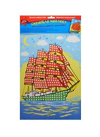 Самокл. мерцающая мозаика из мягкого пластика Парусник (С2258-06) (набор для/творчества) (упаковка)